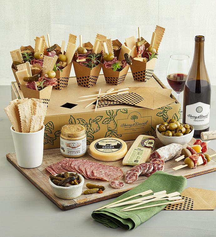 Charcuterie and Cheese Cone-Making Kit with Wine